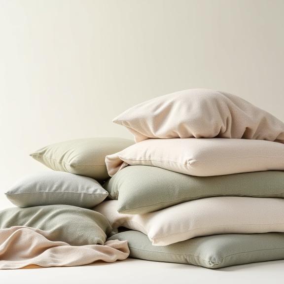 다양한 질감의 자연스러운 색상의 패브릭 제품들