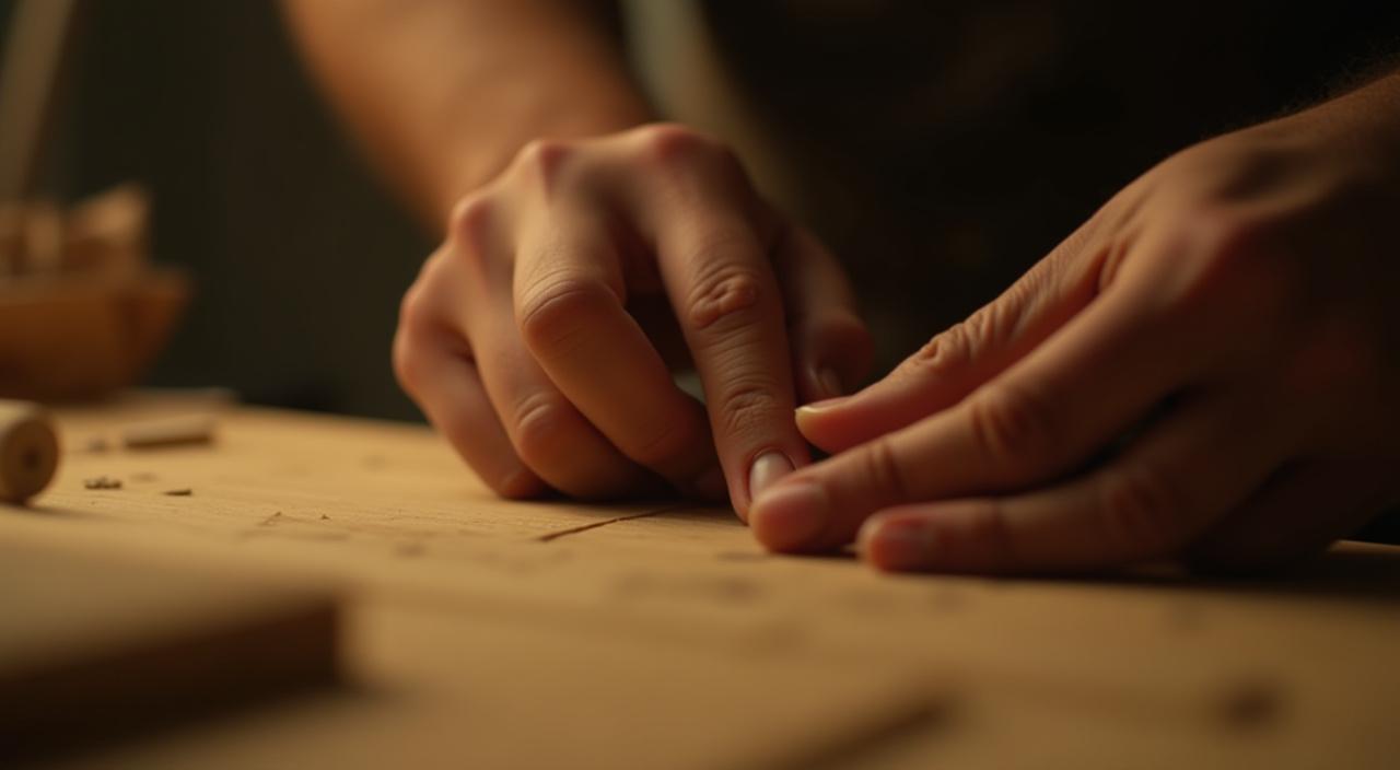 나무를 섬세하게 다듬는 장인의 손